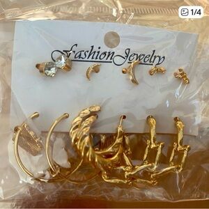 🌼 Fashion Jewelry Elegant Faux Six Gold Earring Set 🌼